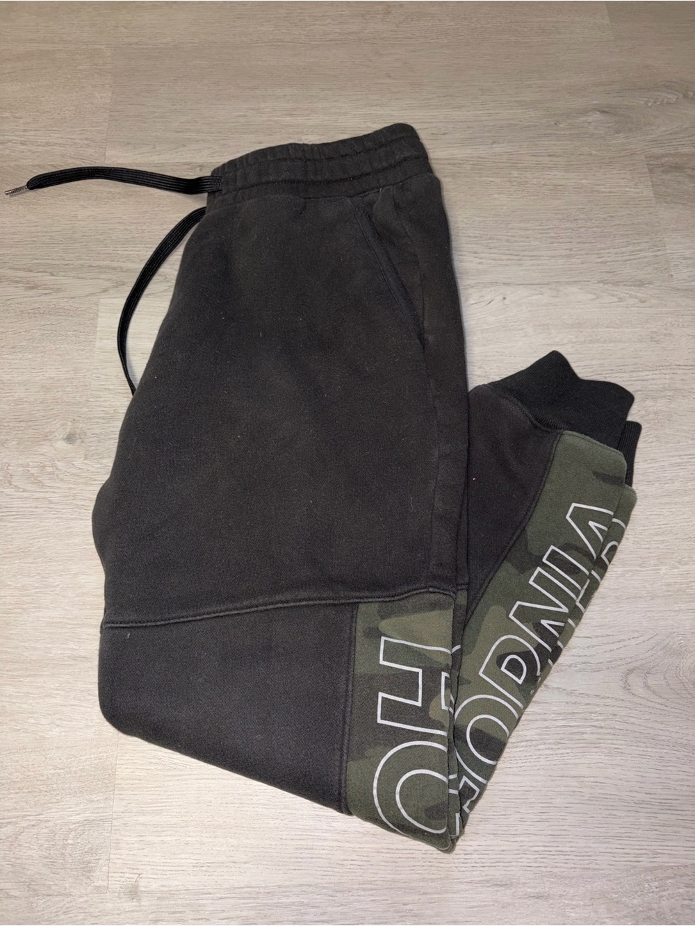 Hollister Black & Olive Green Camo Logo Joggers